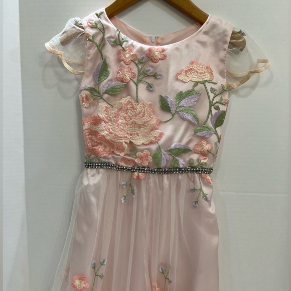 Rare Editions Pink and Green Flutter Sleeve Maxi Dress - Picture 6 of 16